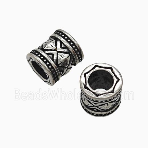 Stainless Steel Tube Beads Large Hole Antique Silver