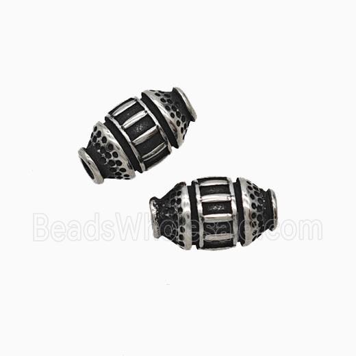 Stainless Steel Barrel Beads Antique Silver