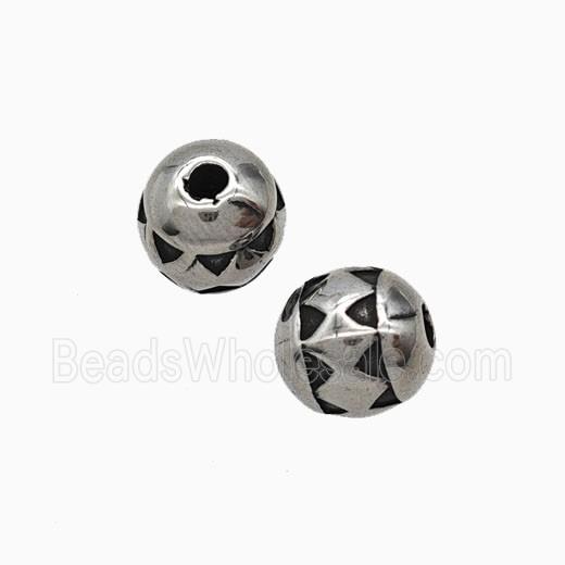 Stainless Steel Round Beads Antique Silver