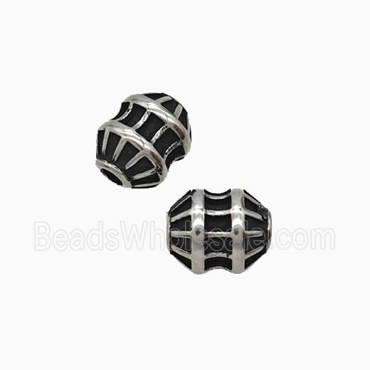 Stainless Steel Barrel Beads Antique Silver