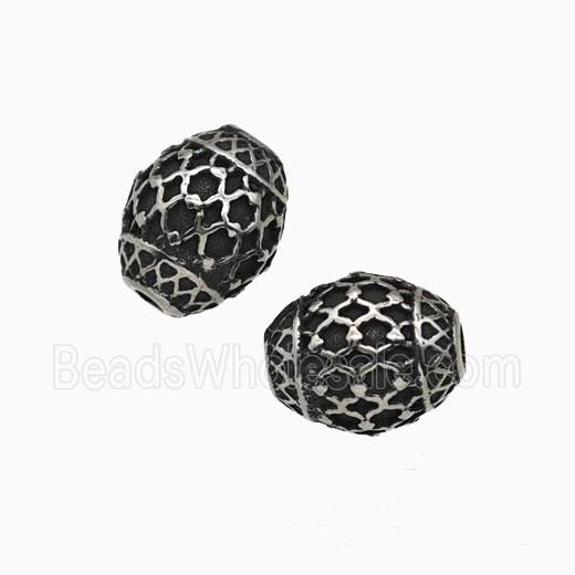 Stainless Steel Barrel Beads Antique Silver