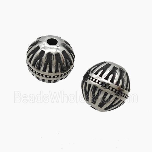 Stainless Steel Round Beads Antique Silver