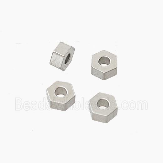 Raw Stainless Steel Hexagon Beads