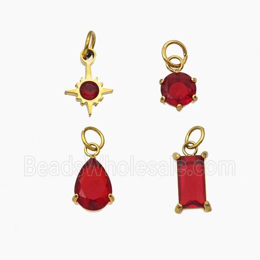 Stainless Steel Pendant Pendant Pave Crystal Glass Gold Plated Mixed