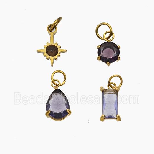 Stainless Steel Pendant Pendant Pave Crystal Glass Gold Plated Mixed