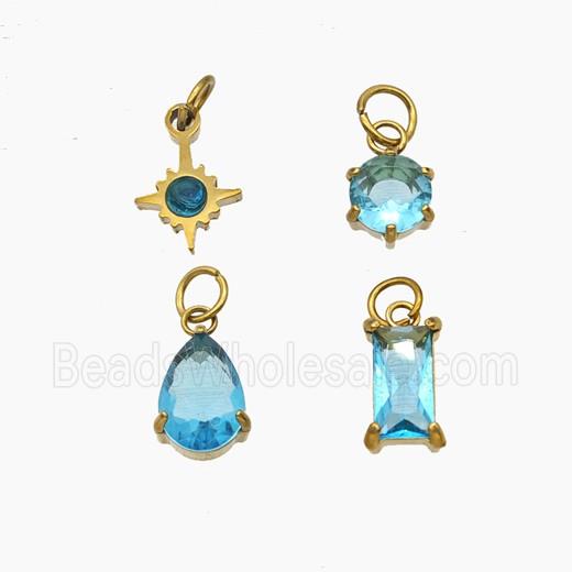 Stainless Steel Pendant Pendant Pave Crystal Glass Gold Plated Mixed