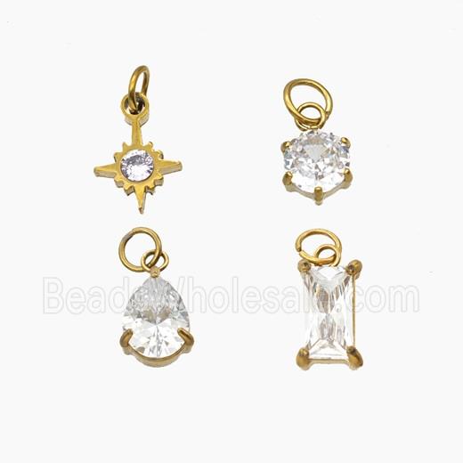 Stainless Steel Pendant Pendant Pave Crystal Glass Gold Plated Mixed