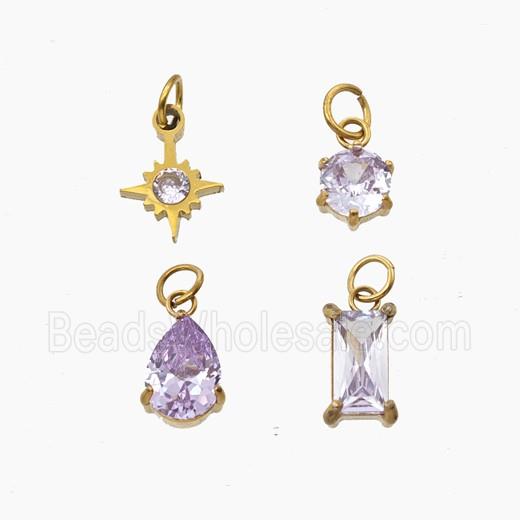 Stainless Steel Pendant Pendant Pave Crystal Glass Gold Plated Mixed