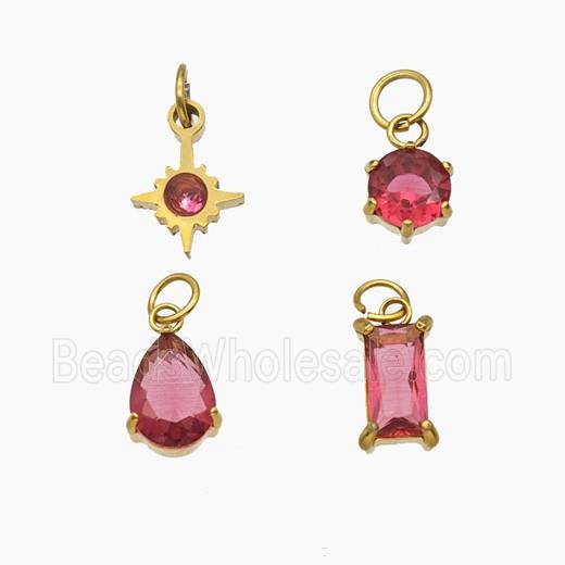 Stainless Steel Pendant Pendant Pave Crystal Glass Gold Plated Mixed