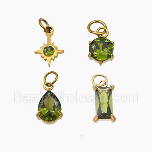 Stainless Steel Pendant Pendant Pave Crystal Glass Gold Plated Mixed