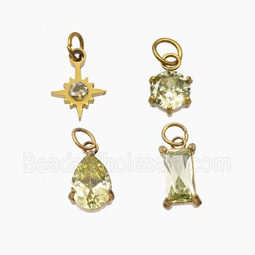 Stainless Steel Pendant Pendant Pave Crystal Glass Gold Plated Mixed