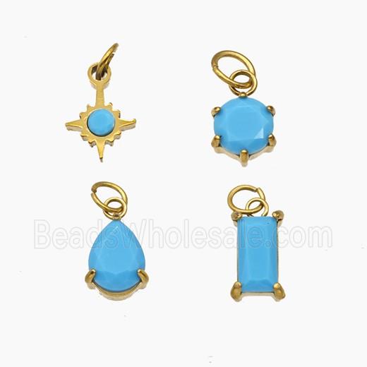 Stainless Steel Pendant Pendant Pave Crystal Glass Gold Plated Mixed