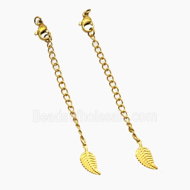 Stainless Steel Necklace Extender Leaf Gold Plated