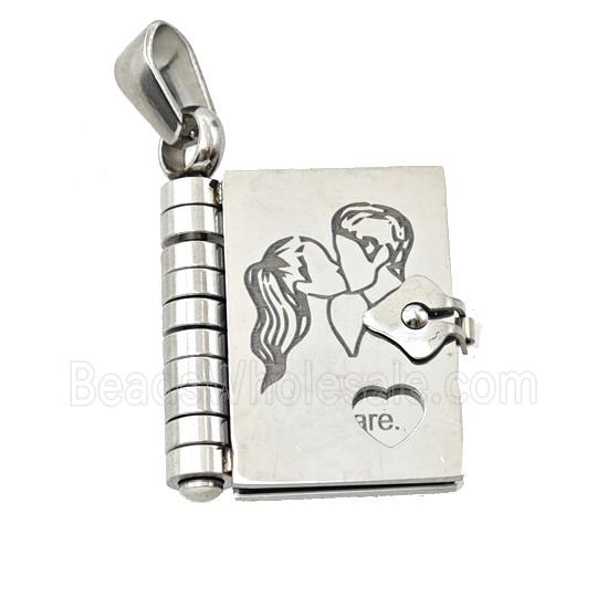 Raw Stainless Steel Frame Locket Pendant Couple