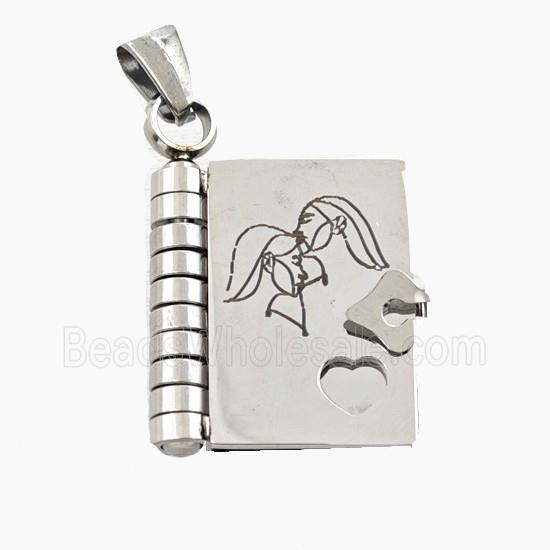 Raw Stainless Steel Frame Locket Pendant
