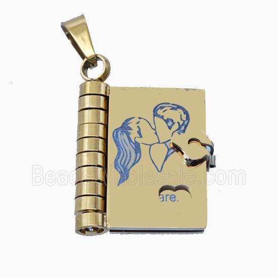 Stainless Steel Frame Locket Pendant Couple Gold Plated
