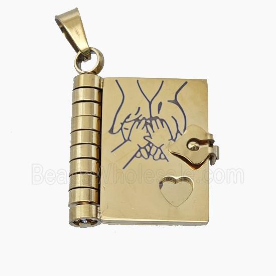 Stainless Steel Frame Locket Pendant Gold Plated