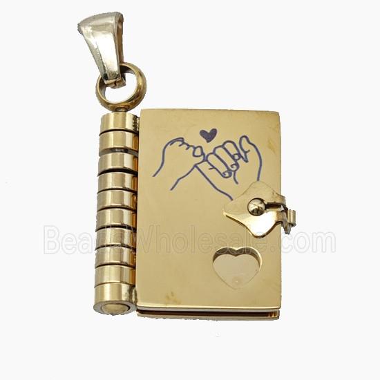Stainless Steel Frame Locket Pendant Gold Plated