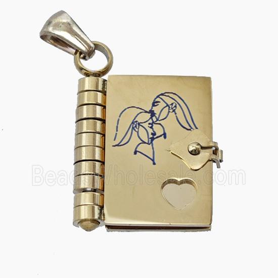 Stainless Steel Frame Locket Pendant Couple Gold Plated