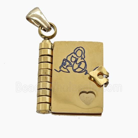 Stainless Steel Frame Locket Pendant Gold Plated