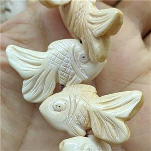Cattle Bone Fish Beads Carved, approx 25-35mm [BJAS132]