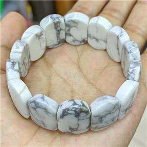 Natural White Howlite Turquoise Bracelet Stretchy, approx 15-24mm [BR11200]