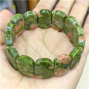 Natural Unakite Bracelet Stretchy Green, approx 15-24mm [BR11203]