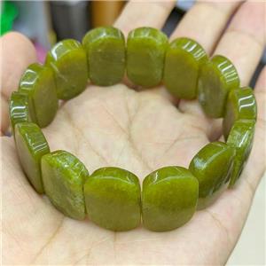 Green Nephrite Jade Bracelet Stretchy, approx 15-24mm [BR11204]