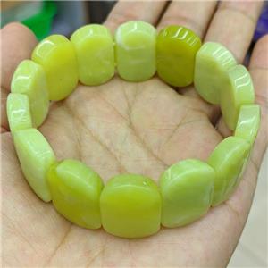 Natural Lemon Jade Bracelet Stretchy Olive, approx 15-24mm [BR11205]
