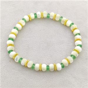 MOP Shell Bracelets Stretchy Rondelle, approx 6mm [BR11217]