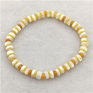 Coffee MOP Shell Bracelets Stretchy Rondelle, approx 6mm [BR11218]