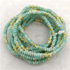 Natural Green Amazonite Bracelets Stretchy Rondelle, approx 4mm [BR11223]