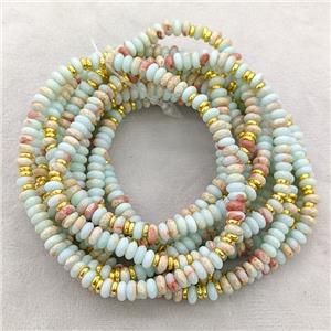 Synthetic Snakeskin Jasper Bracelet Blue Stretchy Rondelle, approx 4mm [BR11225]