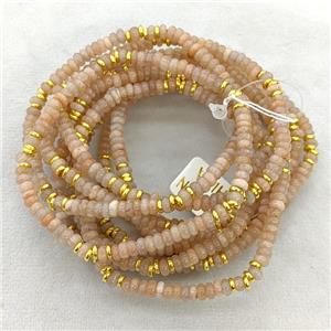 Natural Peach Sunstone Bracelets Stretchy Rondelle, approx 4mm [BR11227]