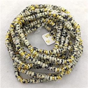 Natural Black Dalmatian Jasper Bracelets Stretchy Rondelle, approx 4mm [BR11230]