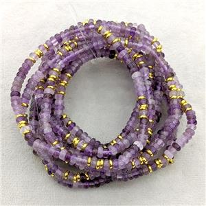 Natural Purple Amethyst Bracelets Stretchy Rondelle, approx 4mm [BR11234]