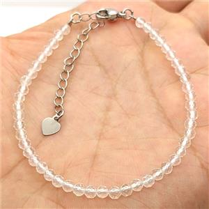Natural Clear Crystal Quartz Bracelet With Copper Clasp, approx 3.5mm, 17-22cm length [BR11254]