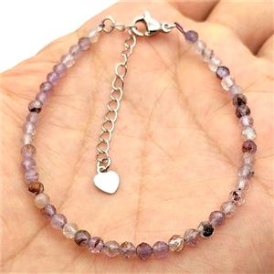 Natural Purple Phantom Quartz Bracelet With Copper Clasp, approx 3mm, 17-22cm length [BR11263]