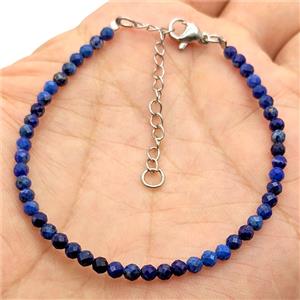 Natural Blue Lapis Lazuli Bracelets With Copper Clasp Platinum Plated, approx 3.5mm, 17-22cm length [BR11265]