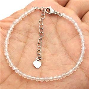 Natural White Moonstone Bracelet With Copper Clasp, approx 3.5mm, 17-22cm length [BR11268]