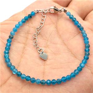 Natural Blue Apatite Bracelets With Copper Clasp Platinum Plated, approx 3.5mm, 17-22cm length [BR11271]