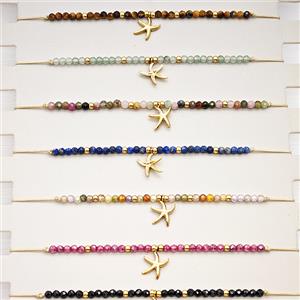 Gemstone Bracelet With Starfish Mixed, approx 8mm, 2mm, 16-24cm length [BR11314]