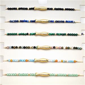 Gemstone Bracelet With Fish Mixed, approx 3-14mm, 2mm, 16-24cm length [BR11316]