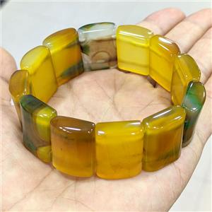 Natural Agate Bracelets Stretchy Olive Dye, approx 18-25mm, 60mm dia [BR11406]