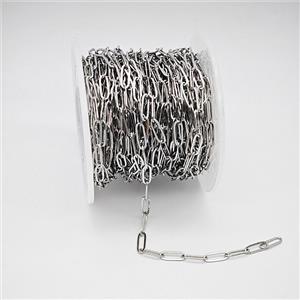 Copper Paperclip Chain Platinum Plated, approx 3x9mm [CH11036]