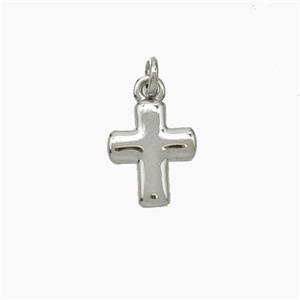 Copper Cross Pendant Platinum Plated, approx 8-9mm [FD19192]