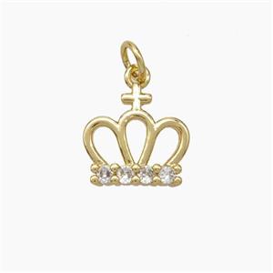 Copper Crown Pendant Pave Zirconia Gold Plated, approx 12mm [FD19210]