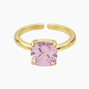 Copper Ring Pave Pink Zirconia Gold Plated, approx 8mm, 18mm dia [FD19229]