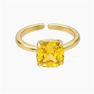 Copper Ring Pave Golden Zirconia Gold Plated, approx 8mm, 18mm dia [FD19230]