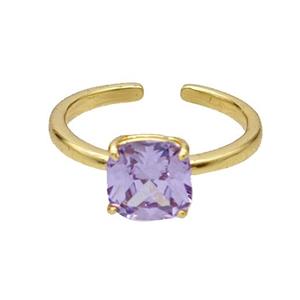 Copper Ring Pave Purple Zirconia Gold Plated, approx 8mm, 18mm dia [FD19231]